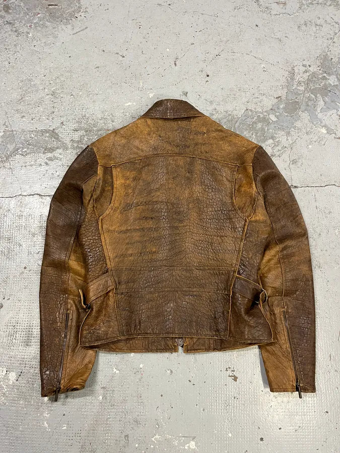 AW2005 Cavalli Brown Eroded Leather Jacket MtWohOm 6