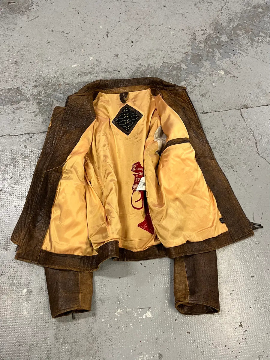 AW2005 Cavalli Brown Eroded Leather Jacket MtWohOm 9