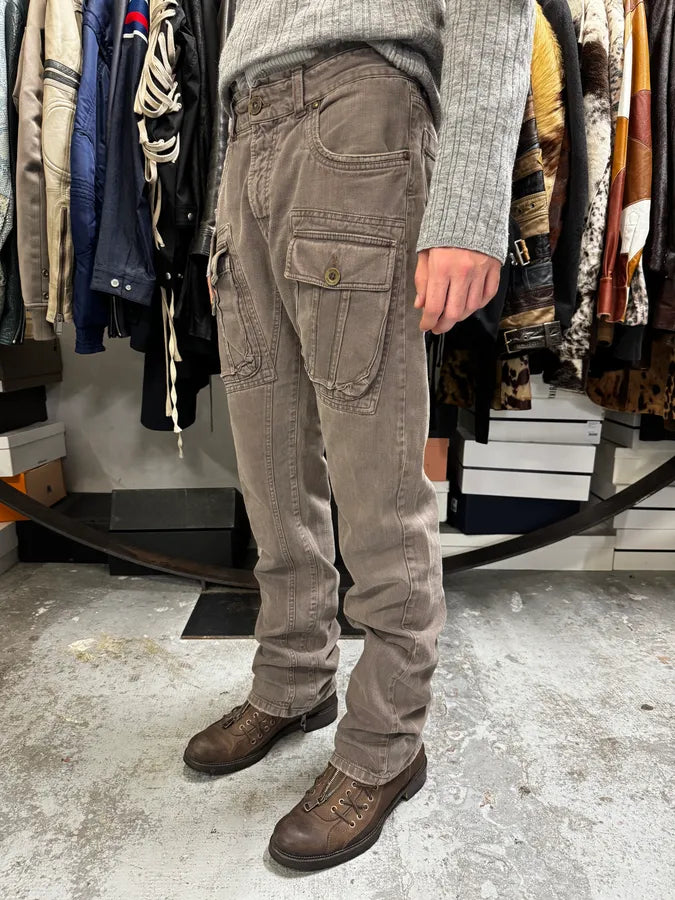 AW2005 Cavalli Brown Multi Pockets Cargo Pants kcuMfly 2