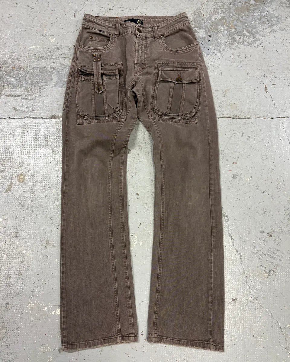 AW2005 Cavalli Brown Multi Pockets Cargo Pants kcuMfly 0