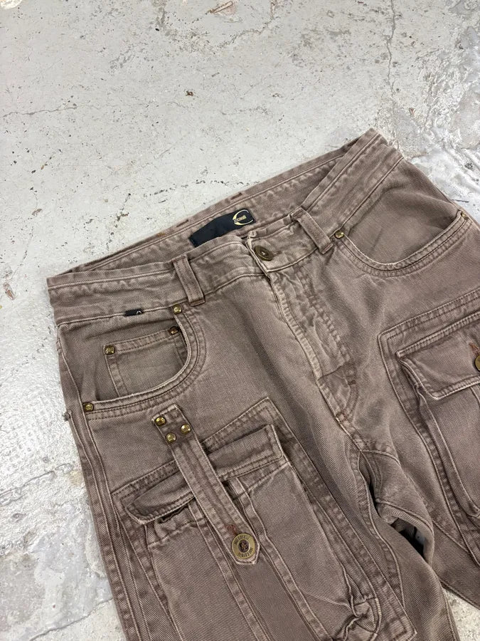 AW2005 Cavalli Brown Multi Pockets Cargo Pants kcuMfly 5