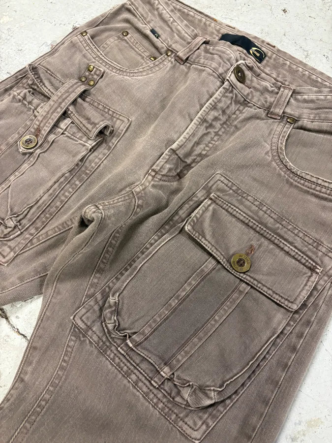 AW2005 Cavalli Brown Multi Pockets Cargo Pants kcuMfly 7