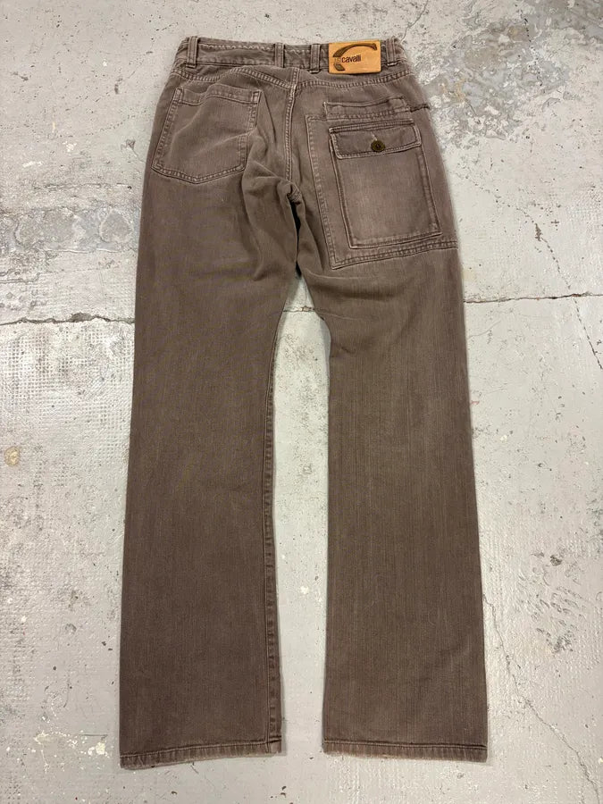 AW2005 Cavalli Brown Multi Pockets Cargo Pants kcuMfly 6