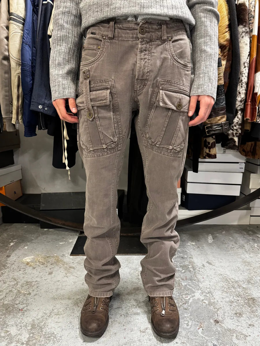 AW2005 Cavalli Brown Multi Pockets Cargo Pants kcuMfly 1