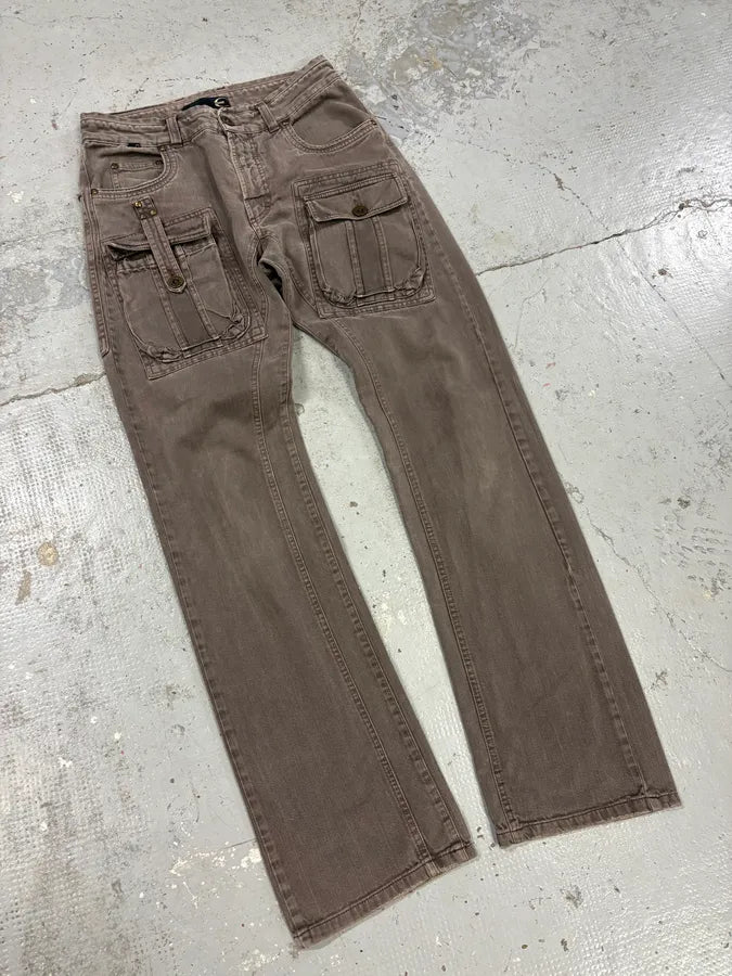AW2005 Cavalli Brown Multi Pockets Cargo Pants kcuMfly 4