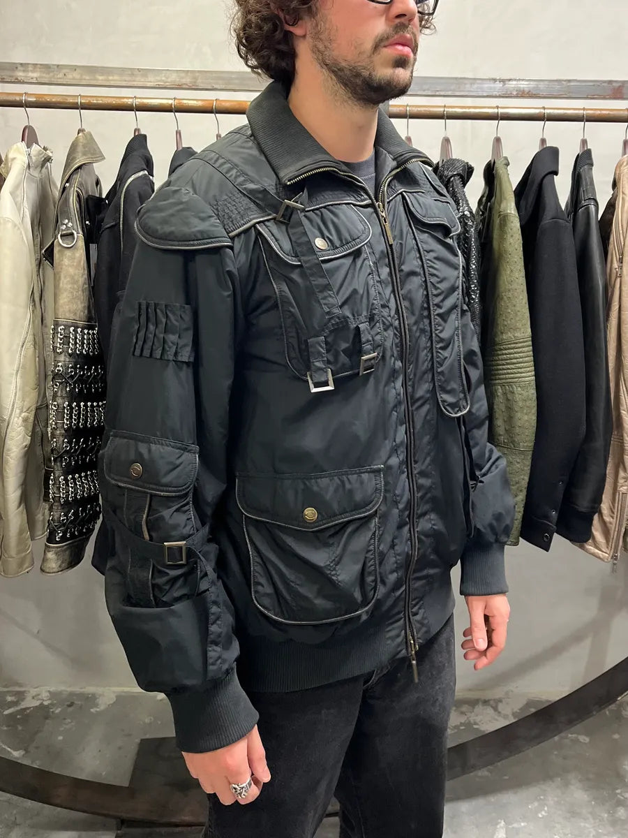 ジャケット・アウター just cavalli 05aw gun bomber jacket AW2005 Cavalli Cargo Gun Black Utility Bomber Jacket – Dolce Vita Hub