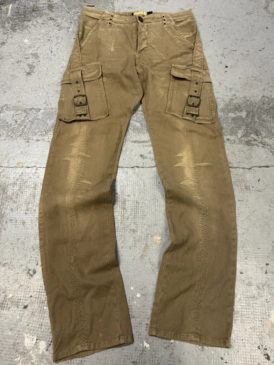 AW2005 Cavalli Cargo Multi Pockets Buckle Beige Pants vZfcMcX 0