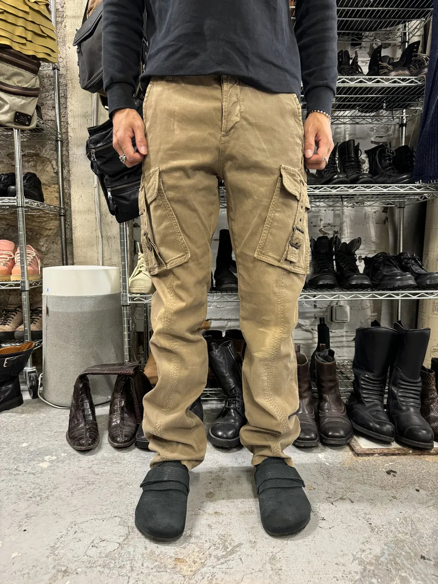 AW2005 Cavalli Cargo Multi Pockets Buckle Beige Pants vZfcMcX 1