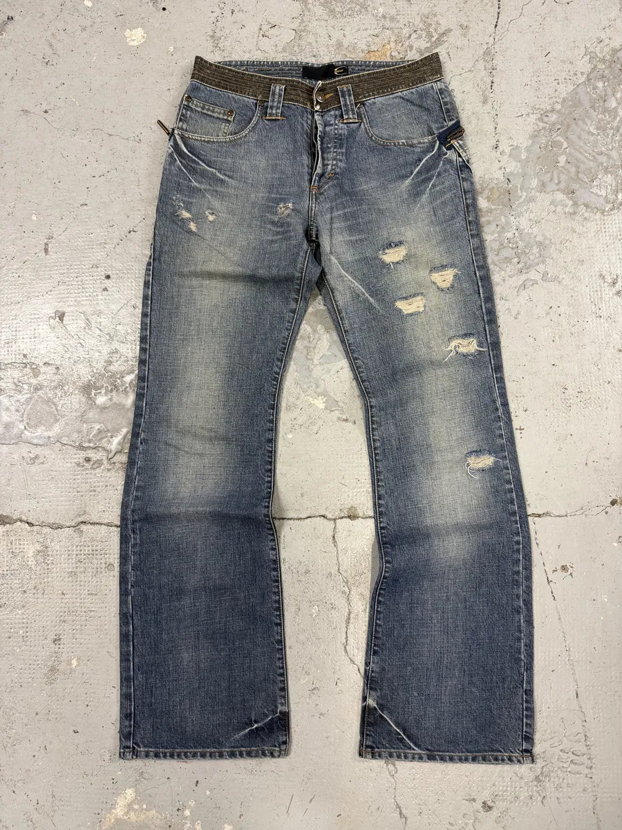 AW2005 Cavalli Distressed Blue Rebel Grey Waist Denim Jeans HMgLoSP 1