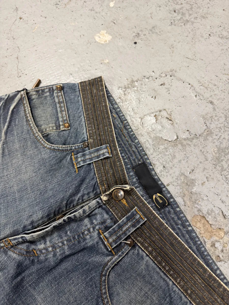 AW2005 Cavalli Distressed Blue Rebel Grey Waist Denim Jeans HMgLoSP 6
