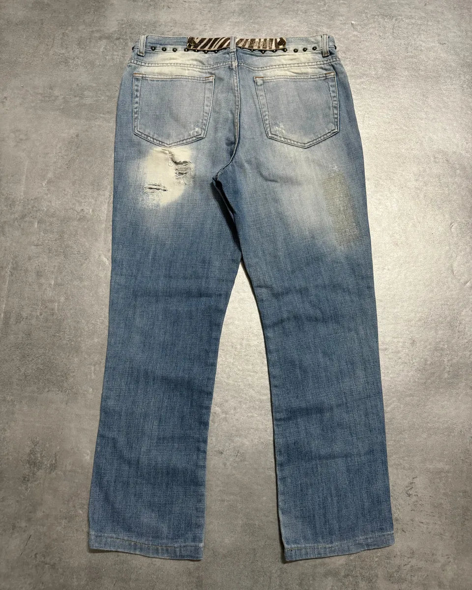 AW2005 Cavalli Embellished Blue Faded Denim Jeans TIRNnvx 1