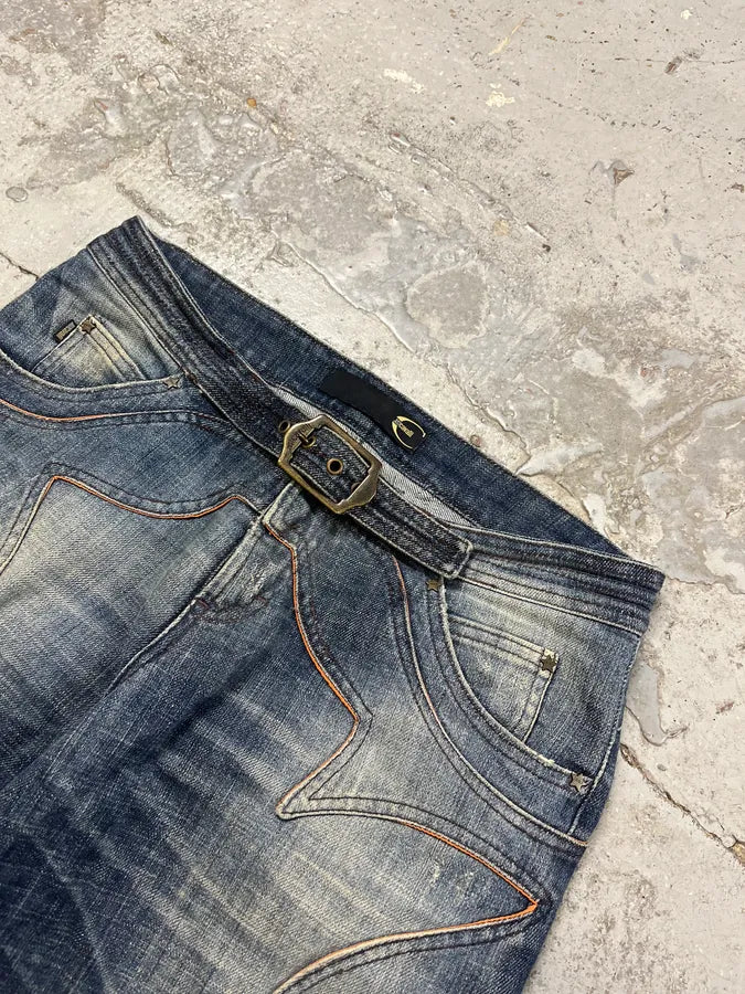 AW2005 Cavalli Fire Ornament Blue Denim Jeans wZpmkmG 5