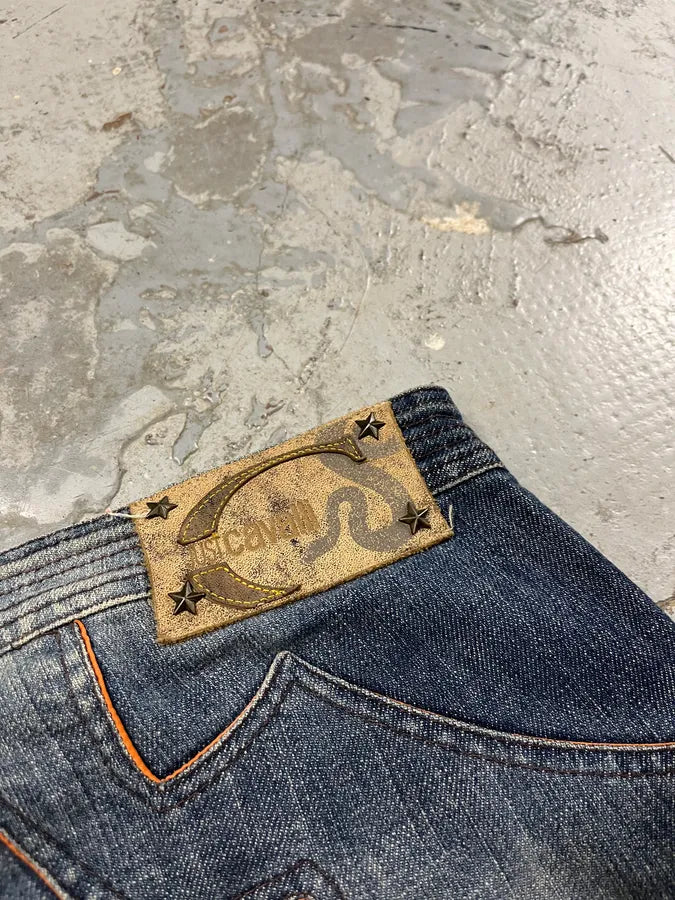 AW2005 Cavalli Fire Ornament Blue Denim Jeans wZpmkmG 8