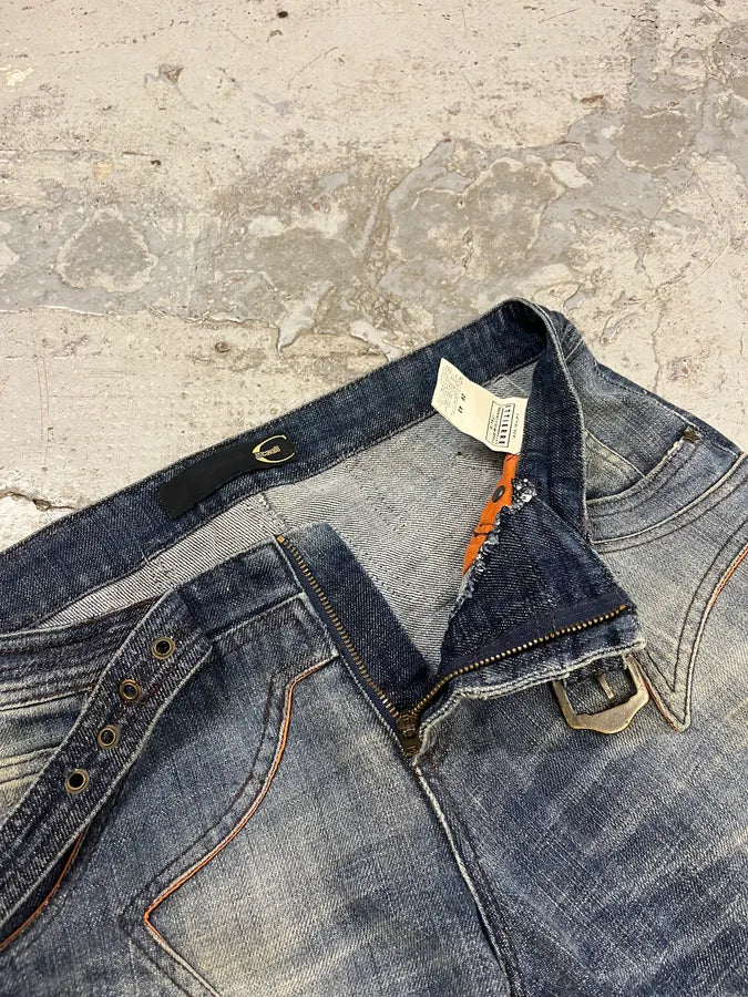 AW2005 Cavalli Fire Ornament Blue Denim Jeans wZpmkmG 9
