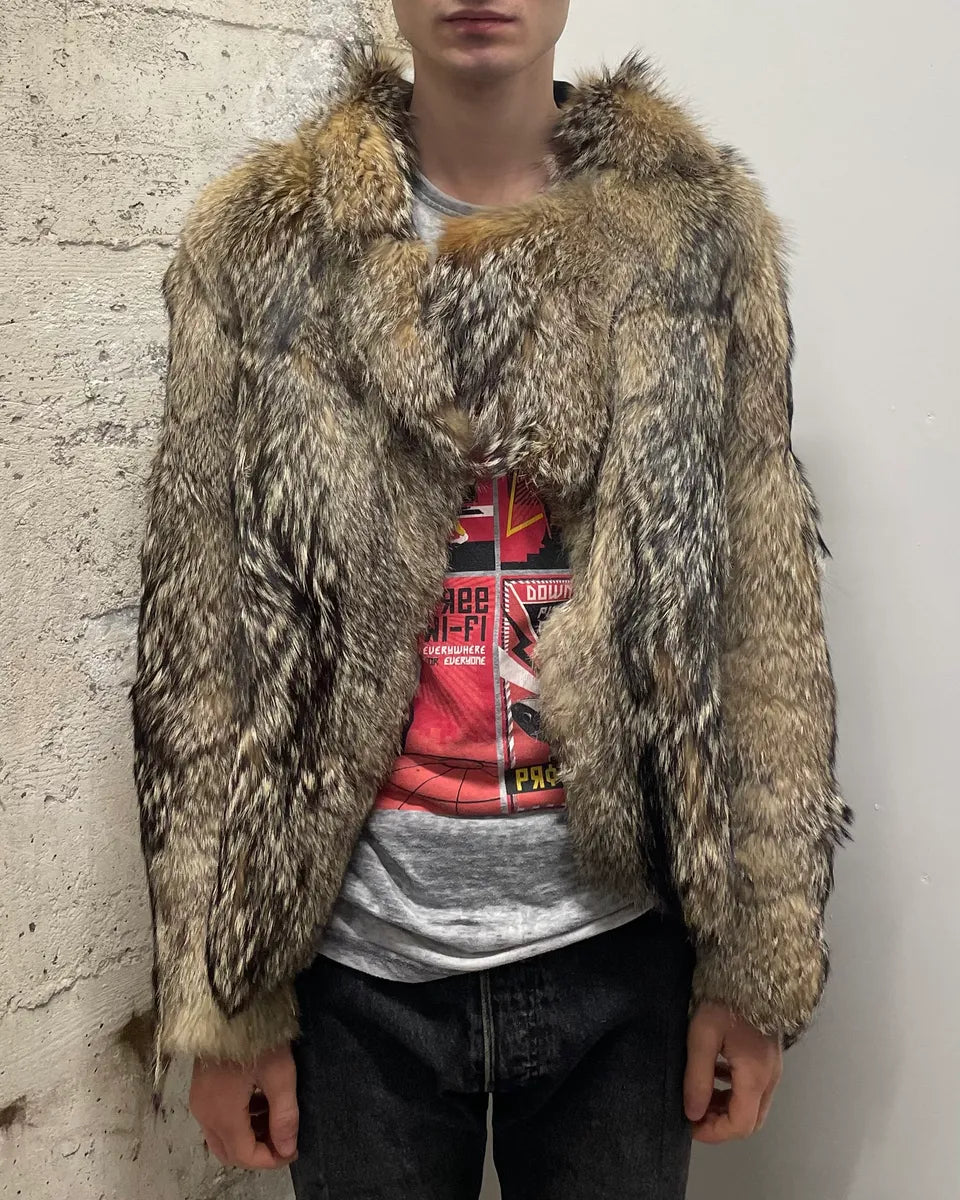 AW2005 Cavalli Fox Fur Asymmetrical Leather Jacket dcGbkJT 13