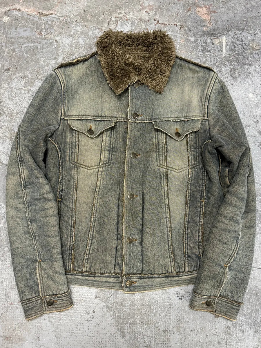 AW2005 Cavalli Fur Faded Denim Jacket (M) WzAzhjA 0
