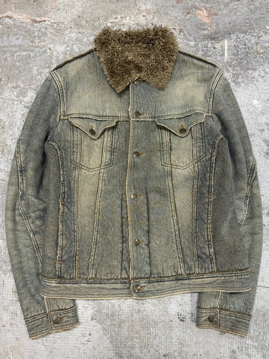 AW2005 Cavalli Fur Faded Denim Jacket (M) WzAzhjA 2