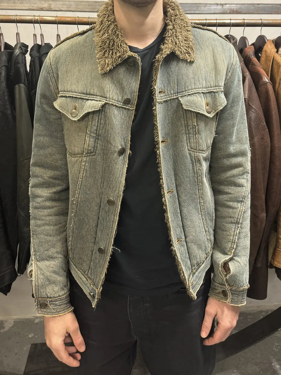 AW2005 Cavalli Fur Faded Denim Jacket (M) WzAzhjA 3