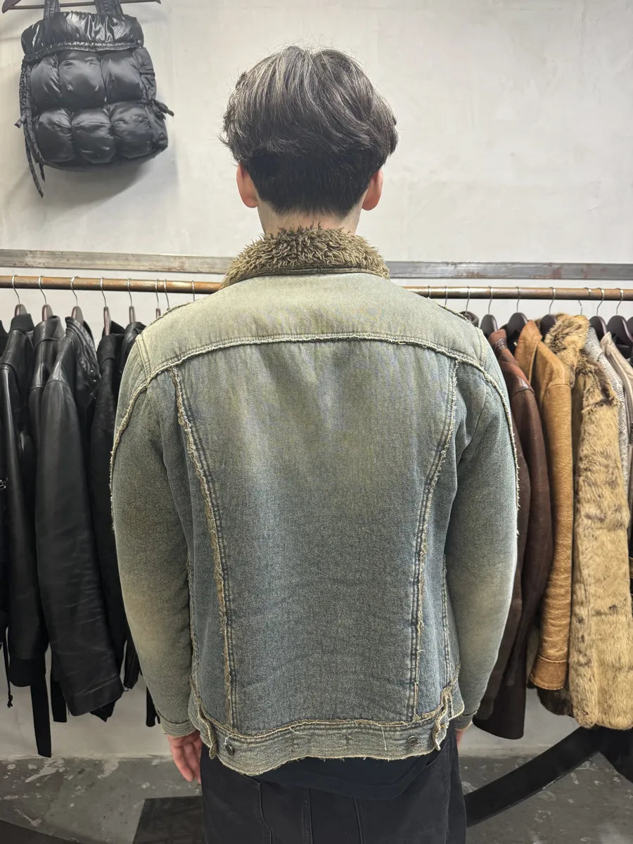 AW2005 Cavalli Fur Faded Denim Jacket (M) WzAzhjA 4
