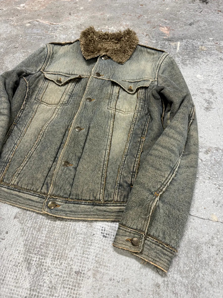 AW2005 Cavalli Fur Faded Denim Jacket (M) WzAzhjA 5