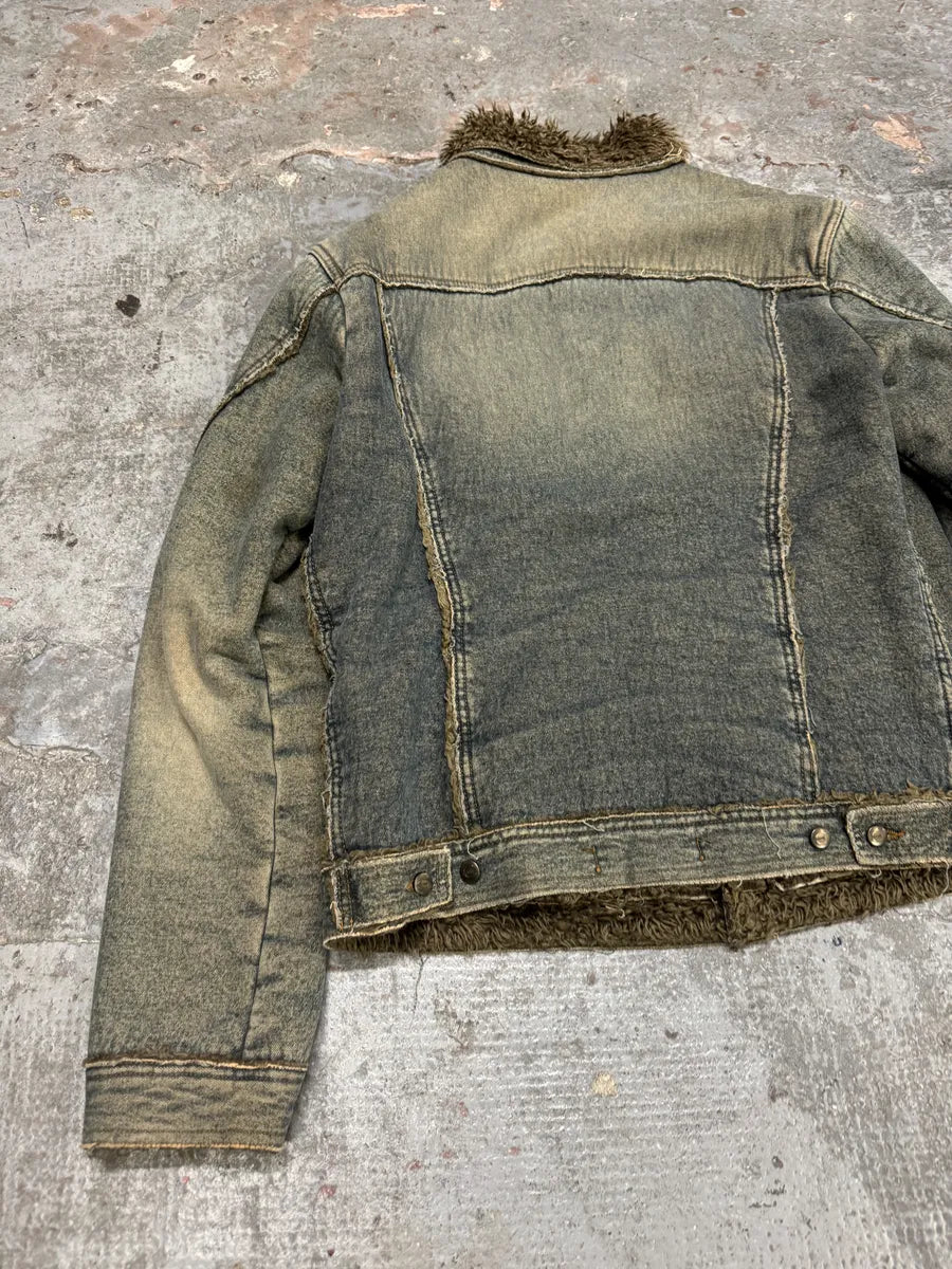 AW2005 Cavalli Fur Faded Denim Jacket (M) WzAzhjA 6