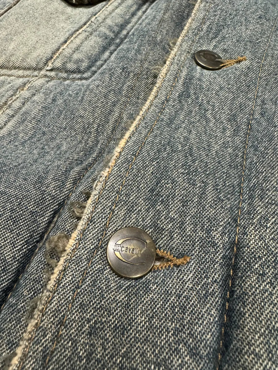 AW2005 Cavalli Fur Faded Denim Jacket (M) WzAzhjA 9