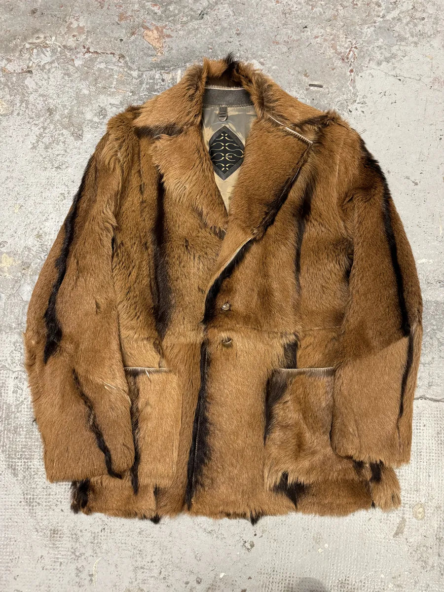 AW2005 Cavalli Fur Leather Premium Camel Jacket ArudKxm 0