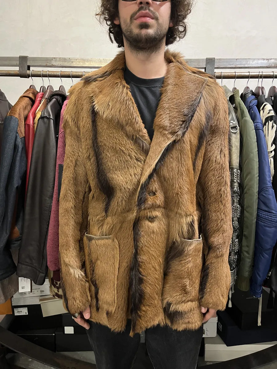AW2005 Cavalli Fur Leather Premium Camel Jacket ArudKxm 2