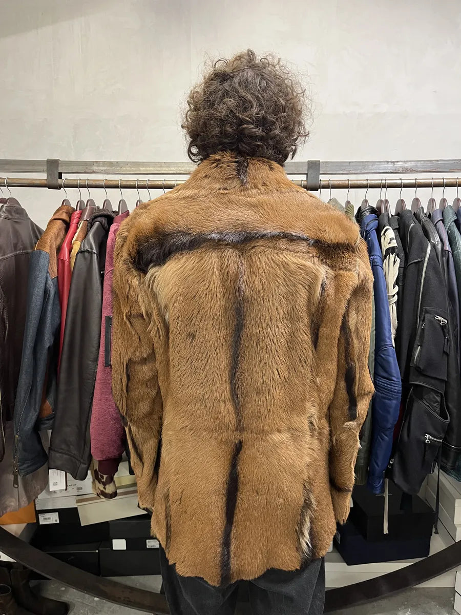 AW2005 Cavalli Fur Leather Premium Camel Jacket ArudKxm 3
