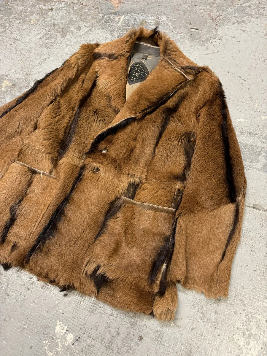AW2005 Cavalli Fur Leather Premium Camel Jacket ArudKxm 4