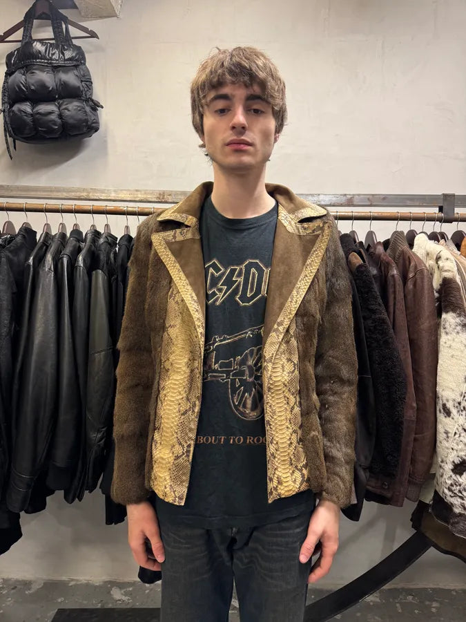 AW2005 Cavalli Fur Python Leather Jacket (M) NBMbtej 1