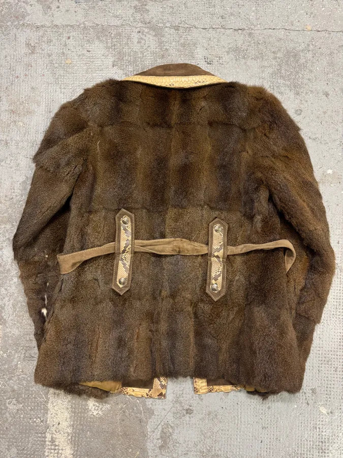 AW2005 Cavalli Fur Python Leather Jacket (M) NBMbtej 12