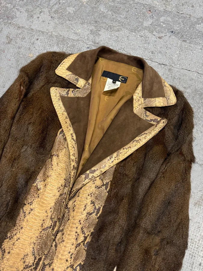 AW2005 Cavalli Fur Python Leather Jacket (M) NBMbtej 3