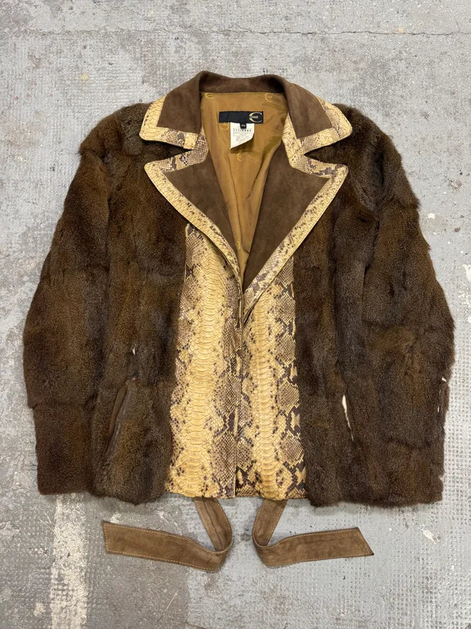 AW2005 Cavalli Fur Python Leather Jacket (M) NBMbtej 4