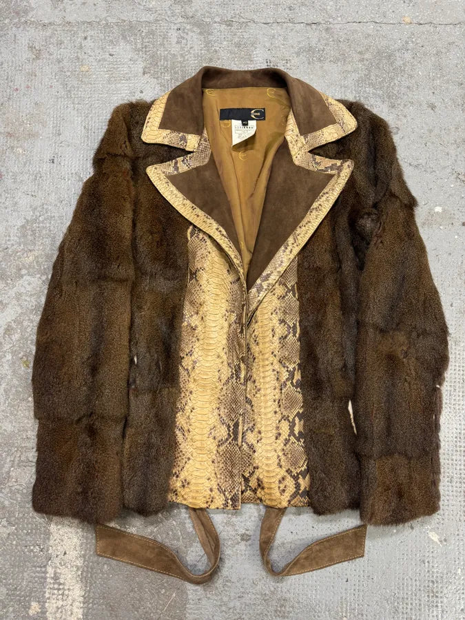 AW2005 Cavalli Fur Python Leather Jacket (M) NBMbtej 6