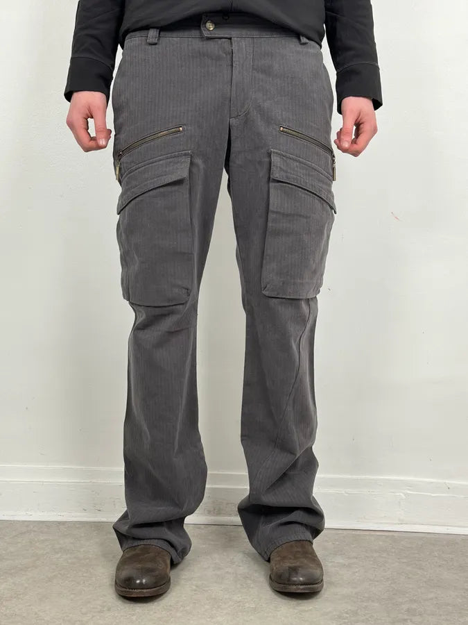 AW2005 Cavalli Grey Cargo Striped Pants fflbXzF 1
