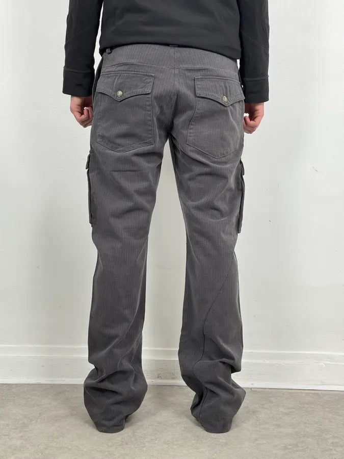 AW2005 Cavalli Grey Cargo Striped Pants fflbXzF 2
