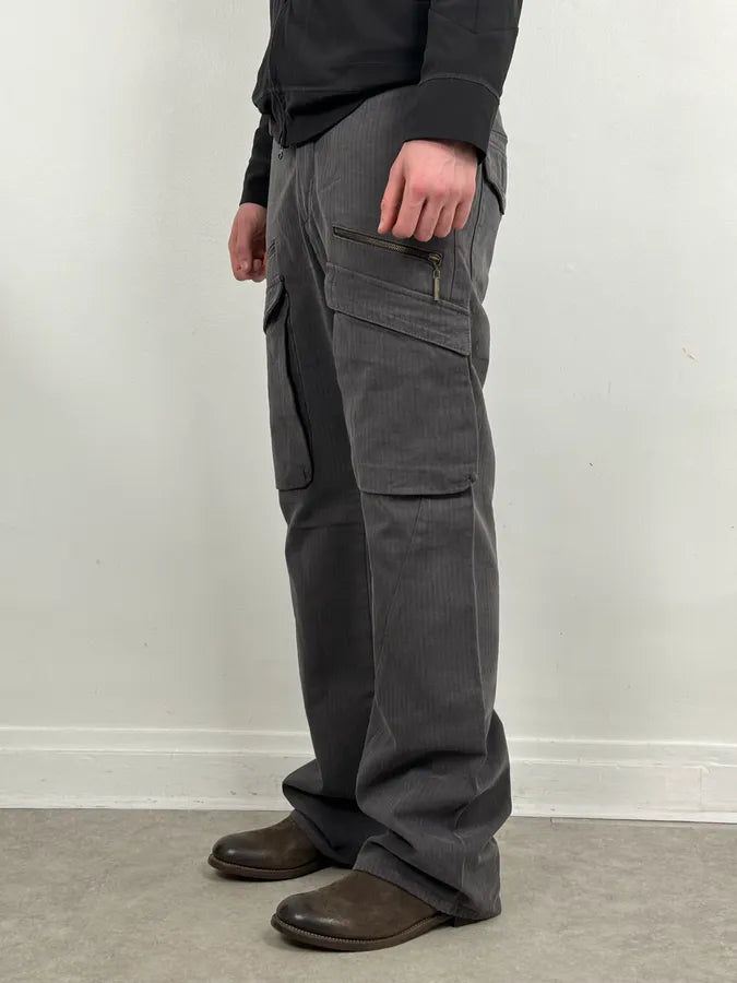 AW2005 Cavalli Grey Cargo Striped Pants fflbXzF 3