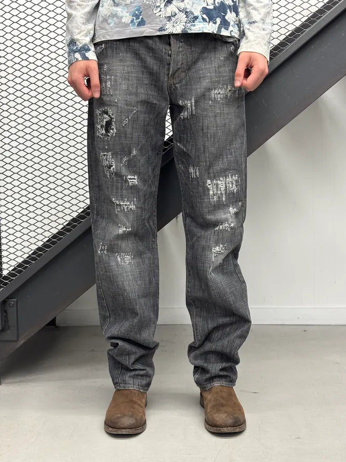 AW2005 Cavalli Grey Distressed Denim Jeans  aspuWLu 0