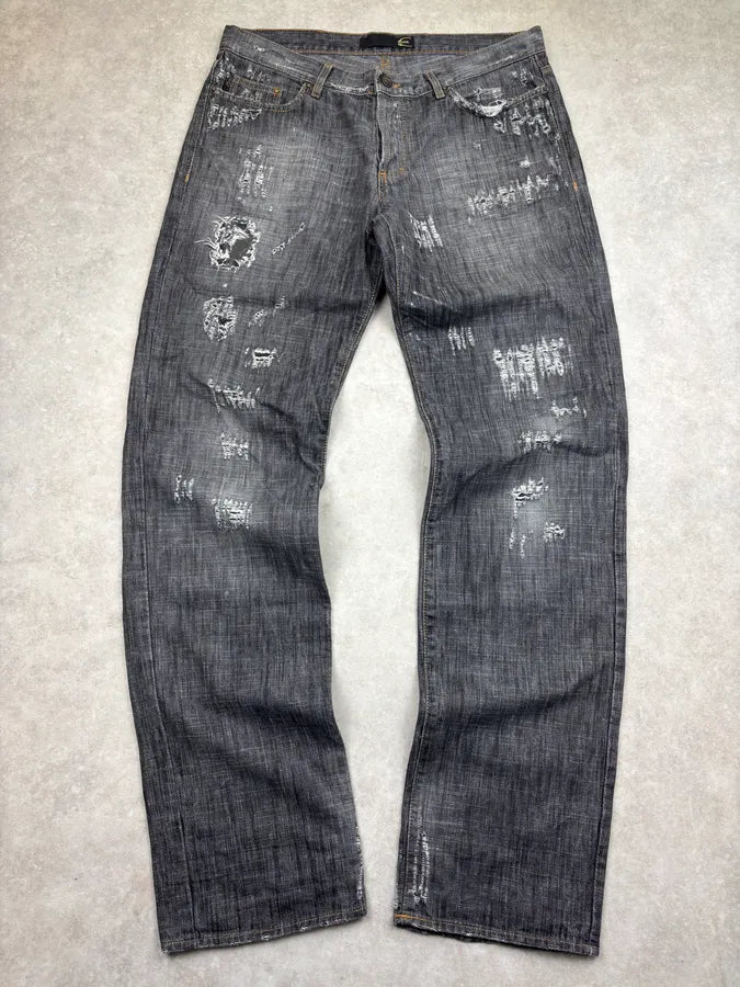 AW2005 Cavalli Grey Distressed Denim Jeans  aspuWLu 1