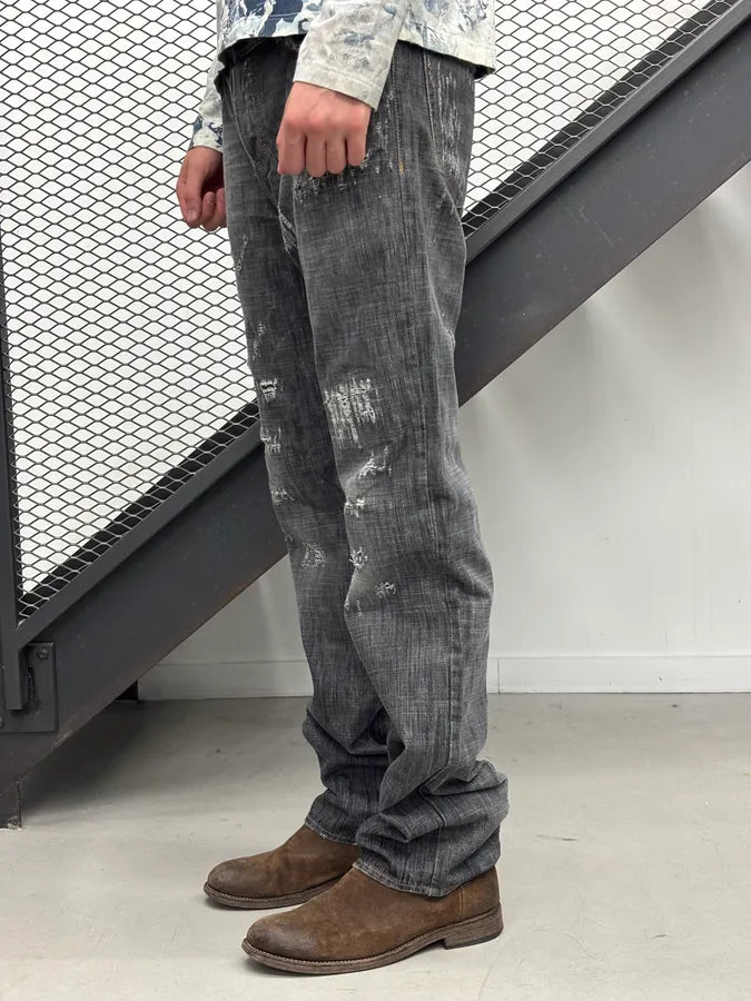 AW2005 Cavalli Grey Distressed Denim Jeans  aspuWLu 2