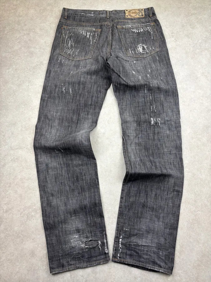AW2005 Cavalli Grey Distressed Denim Jeans  aspuWLu 5