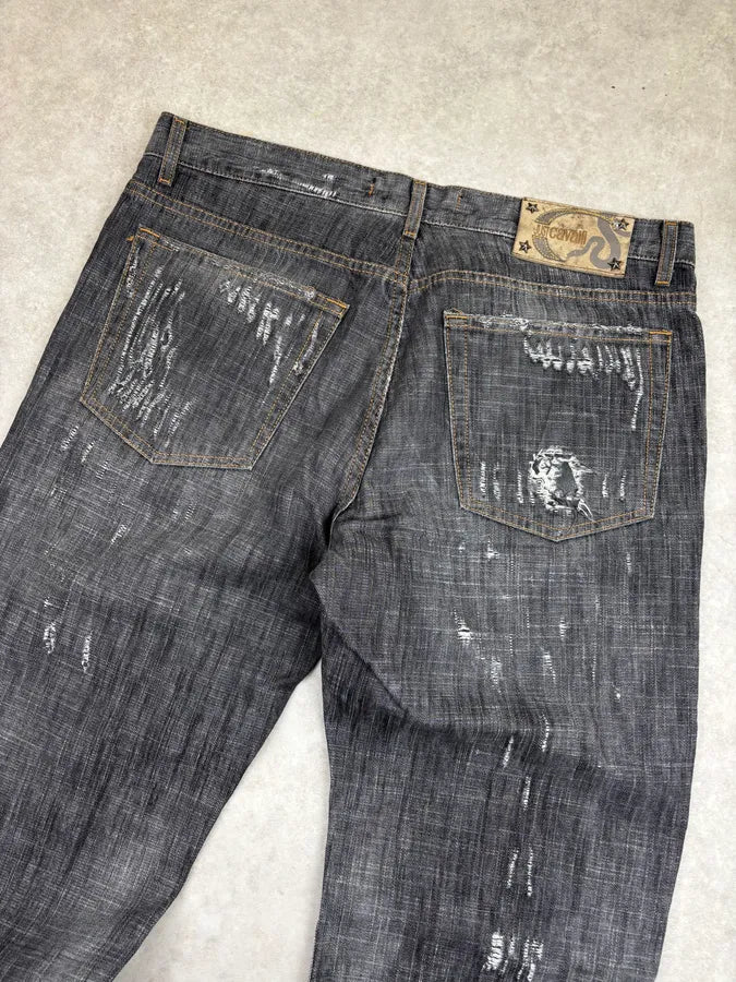 AW2005 Cavalli Grey Distressed Denim Jeans  aspuWLu 6