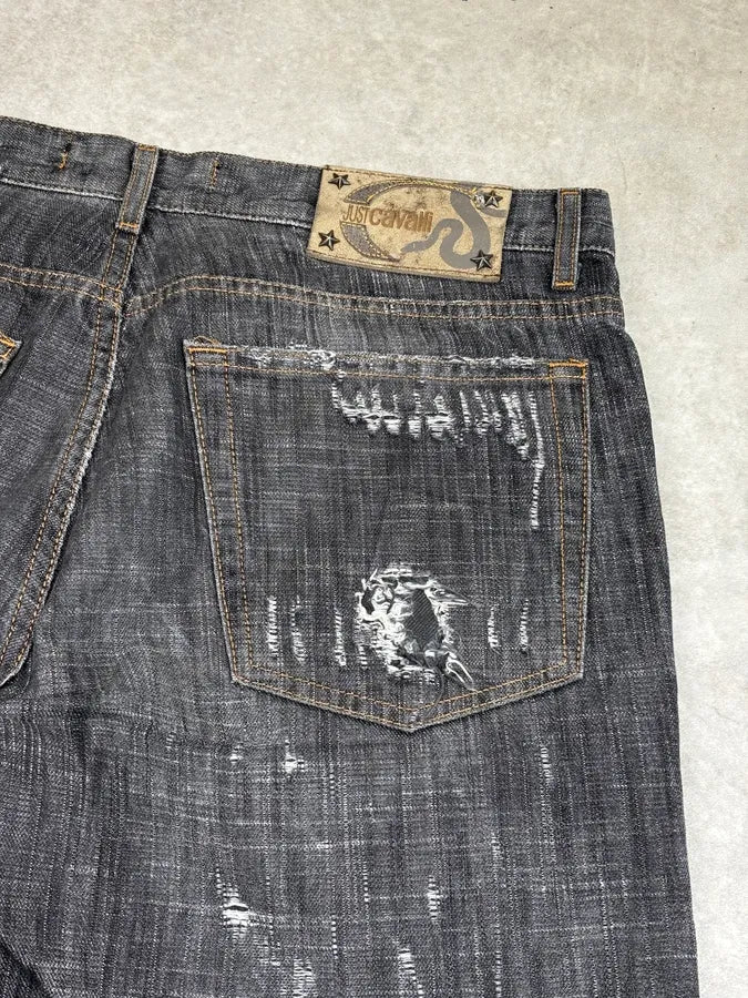 AW2005 Cavalli Grey Distressed Denim Jeans  aspuWLu 7