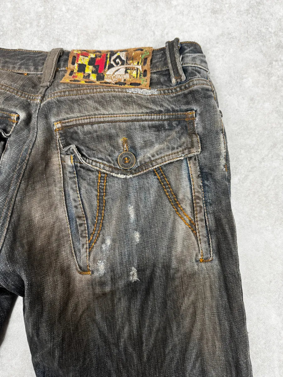 AW2005 Cavalli Grey Faded Washed Denim Jeans QDZWFSa 6