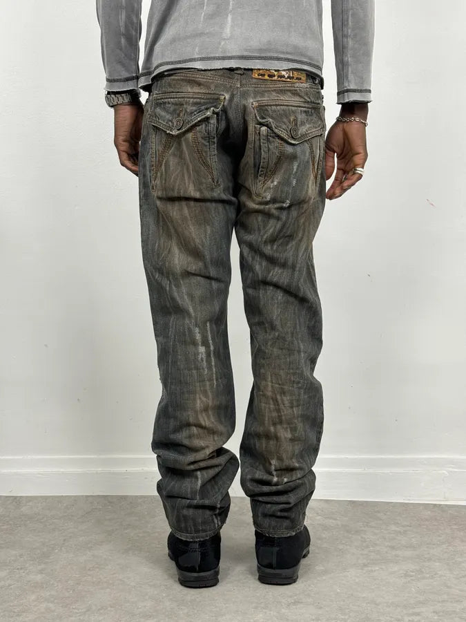 AW2005 Cavalli Grey Faded Washed Denim Jeans QDZWFSa 3