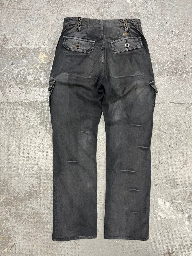 AW2005 Cavalli Grey Obscure Multi Pockets Cargo Pants (XS) 1