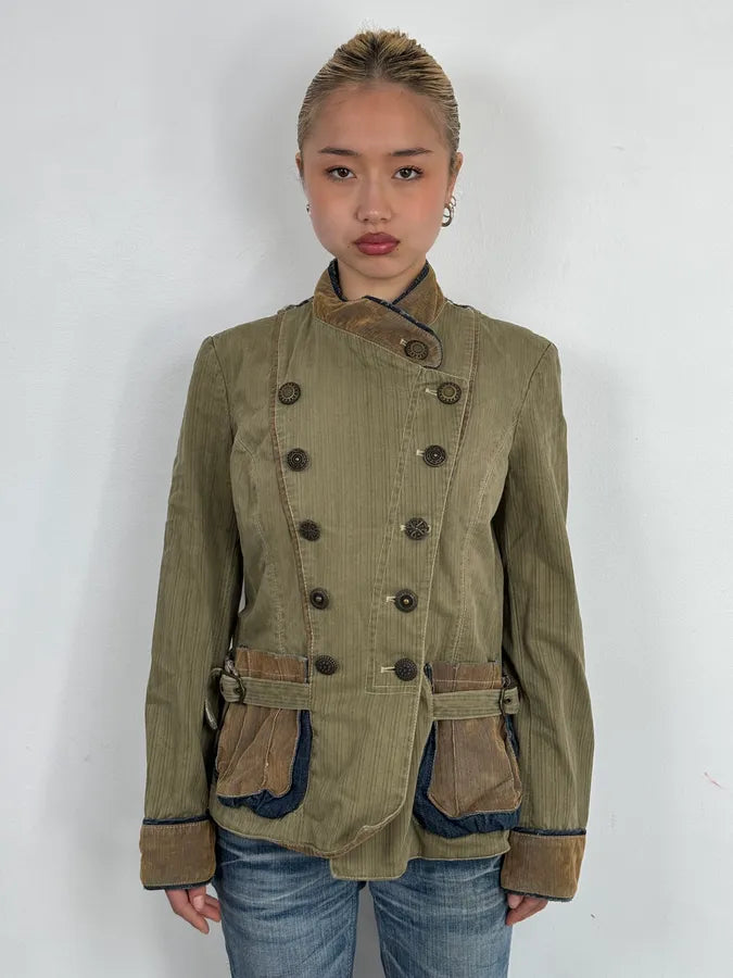 AW2005 Cavalli Khaki Officer Buttoned Jacket qoiMccK 2