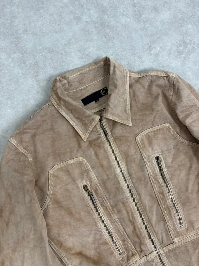 AW2005 Cavalli Light Beige Eroded Multi Zip Jacket uTbNVkJ 4