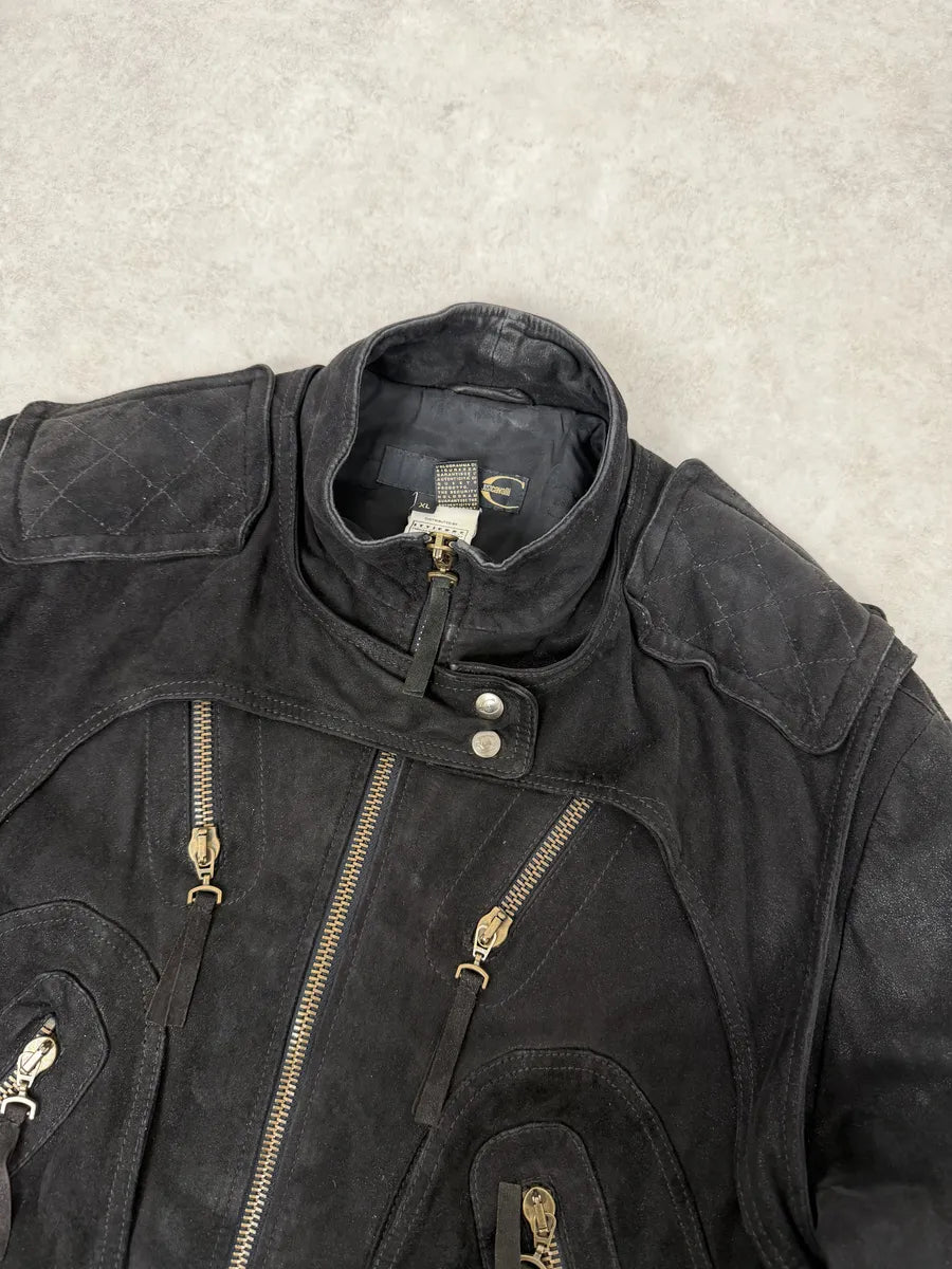 AW2005 Cavalli Multi Zips Black Biker Bomber Jacket QiqGgjU 9